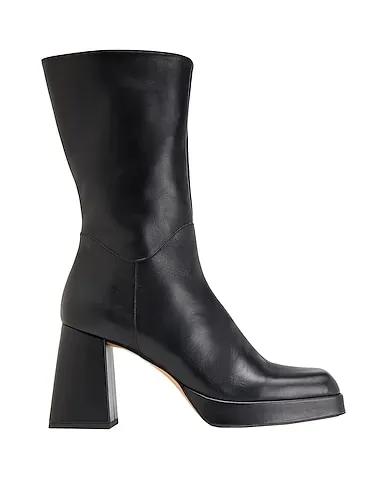Black Ankle boot LEATHER CHUNKY HEEL ANKLE BOOT

