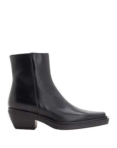 Black Ankle boot SPLIT LEATHER POINT-TOE WESTERN ANKLE BOOT