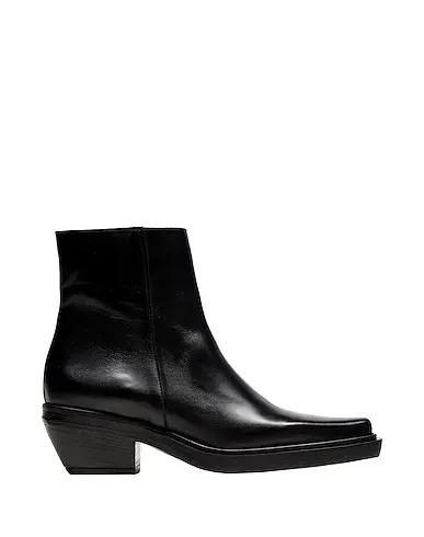 Black Ankle boot SPLIT LEATHER POINT-TOE WESTERN ANKLE BOOT
