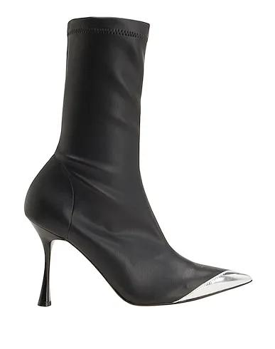 Black Ankle boot STRETCH GLOVE LEATHER ANKLE BOOTS WITH MIRROR POINTY-TOE
