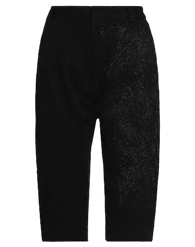 Black Boiled wool Cropped pants & culottes