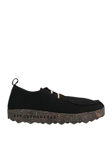 Black Boiled wool Laced shoes