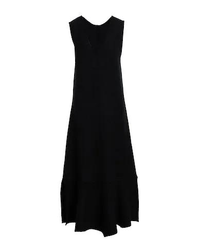 Black Boiled wool Long dress