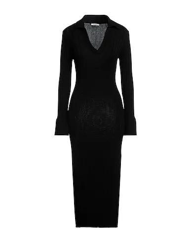 Black Boiled wool Midi dress