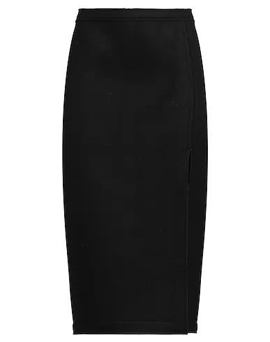 Black Boiled wool Midi skirt