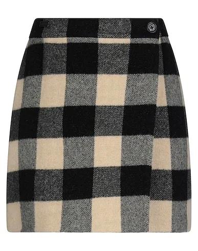 Black Boiled wool Mini skirt