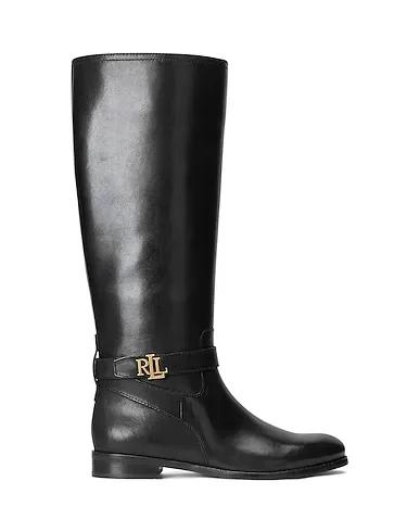 Black Boots BRITTANEY BURNISHED LEATHER RIDING BOOT
