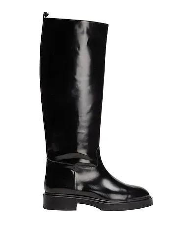 Black Boots LEATHER ALMOND-TOE HIGH BOOT