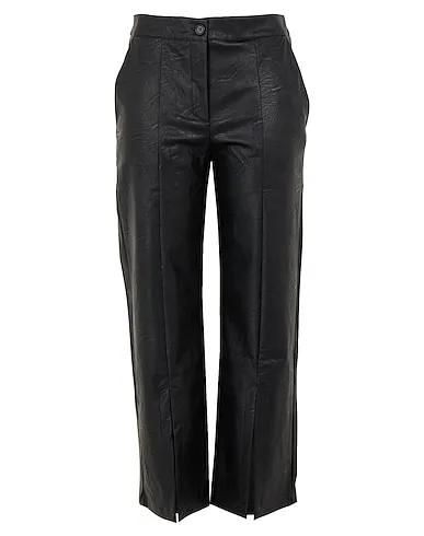Black Casual pants CROPPED FRONT-SLIT PANTS
