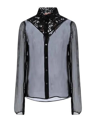 Black Chiffon Lace shirts & blouses