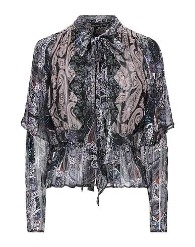 Black Chiffon Patterned shirts & blouses