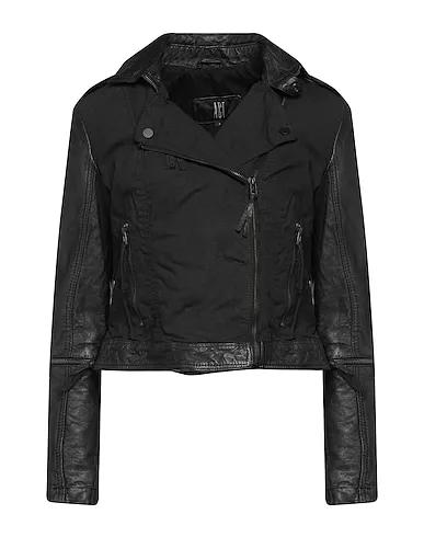 Black Cotton twill Biker jacket