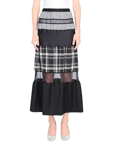Black Cotton twill Maxi Skirts