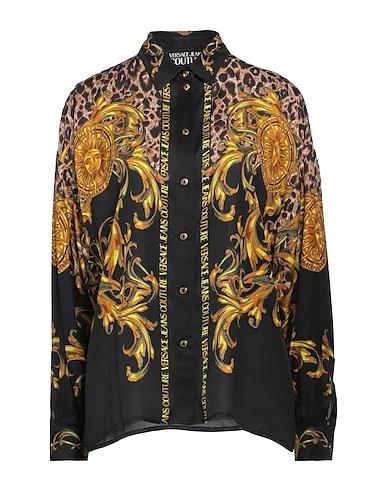 Black Cotton twill Patterned shirts & blouses