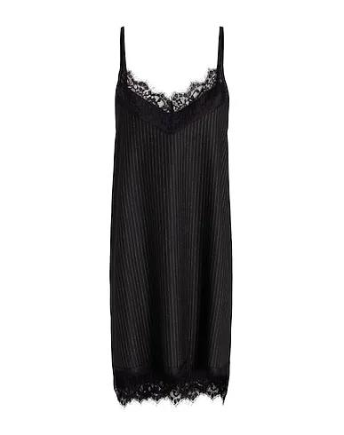 Black Cotton twill Short dress LACE TRIMMED MINI SLIP DRESS
