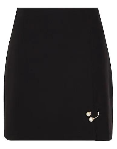 Black Crêpe Mini skirt FAUX PEARL PIERCING MINI SKIRT