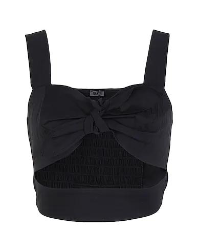 Black Crop top COTTON SLEEVELESS FRONT BOW CROP TOP
