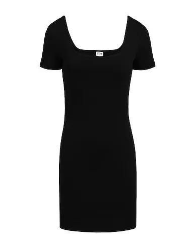 Black Elegant dress Classics Square Neck Ribbed Dress
