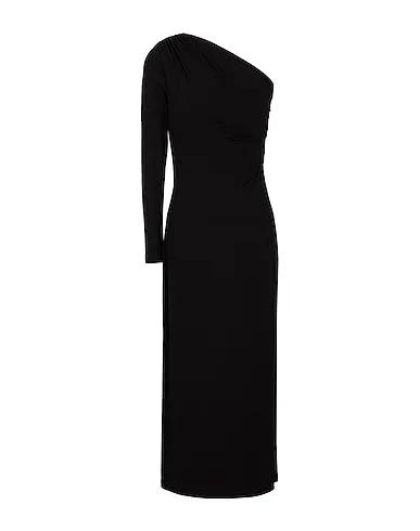 Black Elegant dress VISCOSE ONE-SHOULDER L/SLEEVE MIDI DRESS
