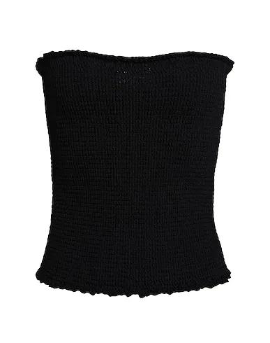 Black Evening top Topshop knitted shirred bandeau crop top 