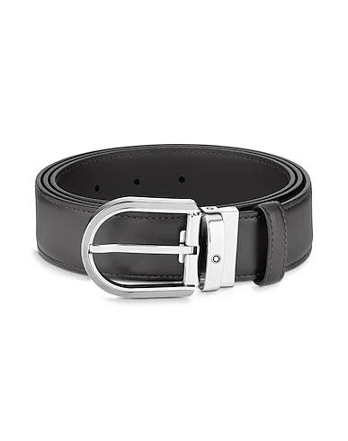 Black Fabric belt Horseshoe buckle grey 35 mm leather belt
