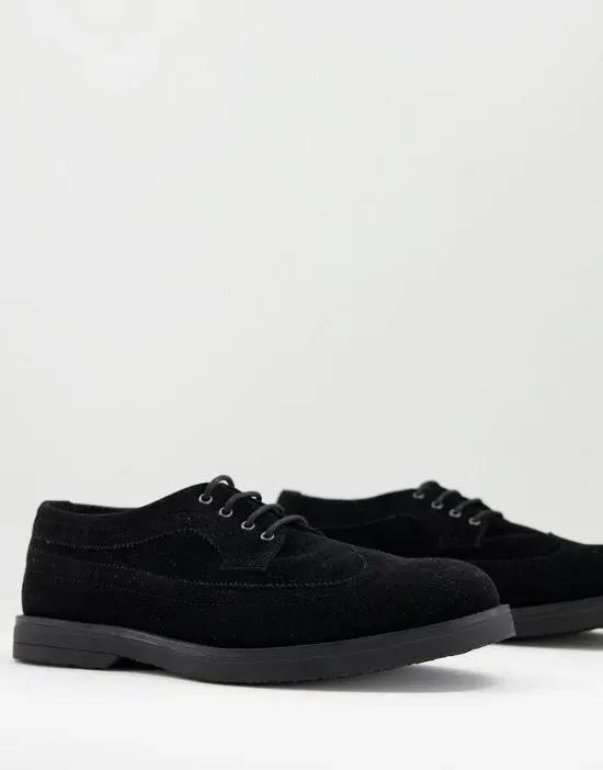 Topman black faux suede chunky brogues