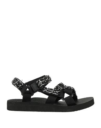 Black Gabardine Sandals