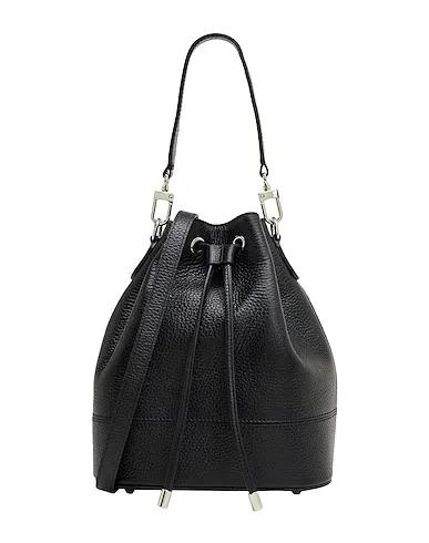 Black Handbag LEATHER BUCKET HANDBAG WITH REMOVABLE SHOULDER STRAP
