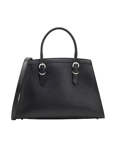 Black Handbag LEATHER HANDBAG WITH REMOVABLE SHOULDER STRAP
