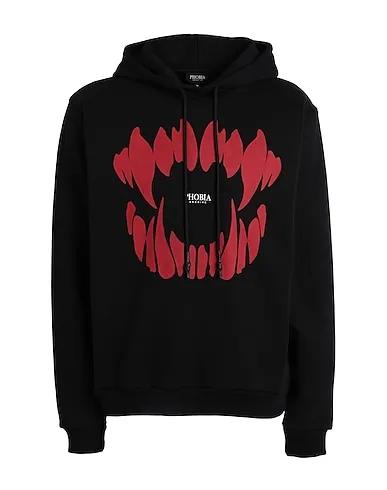 Black Hooded sweatshirt BLACK HOODIE WITH RED MOUTH PRINT
