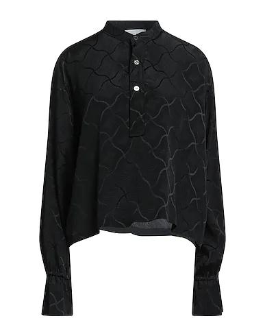 Black Jacquard Solid color shirts & blouses