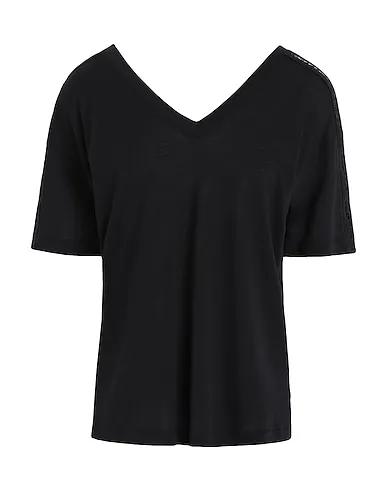 Black Jersey Basic T-shirt DOUBLE V NECK LOGO T-SHIRT
