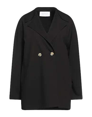 Black Jersey Double breasted pea coat