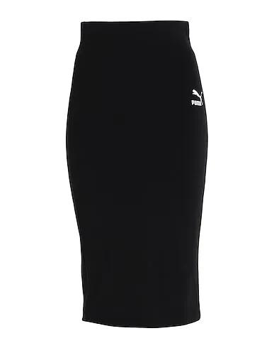 Black Jersey Midi skirt T7 Long Skirt
