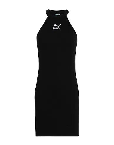 Black Jersey Short dress Classics Ribbed Sleeveless Dress
