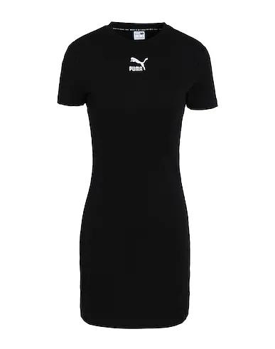 Black Jersey Short dress Classics Ribbed Tee Dress
