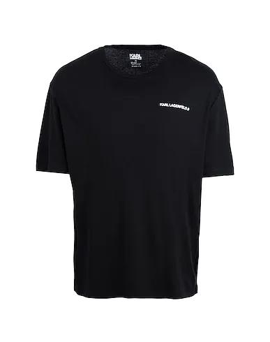 Black Jersey Sleepwear Unisex Logo Pyjama T-Shirt