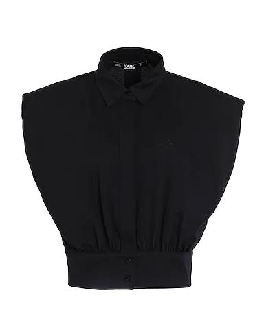 Black Jersey Solid color shirts & blouses SHOULDER PAD TOP
