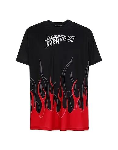 Black Jersey T-shirt BLACK ACTIVE T-SHIRT WITH RED FLAME
