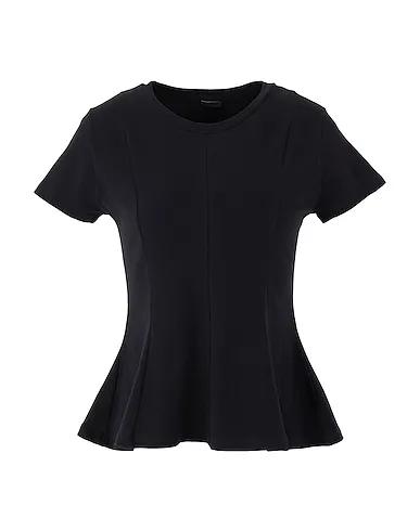 Black Jersey T-shirt ORGANIC COTTON PEPLUM S/SLEEVE TOP
