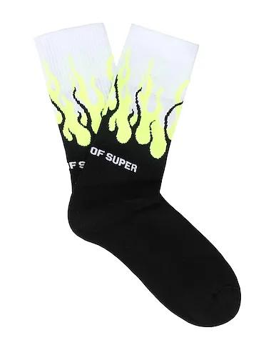 Black Knitted BLACK SOCKS YELLOW FLUO FLAMES
