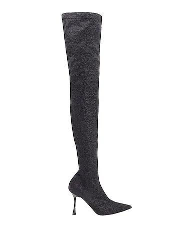 Black Knitted Boots STRETCH GLITTER OVER-THE-KNEE BOOTS
