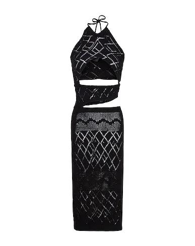 Black Knitted Midi dress OPEN-WORK KNIT CUT-OUT MINI DRESS
