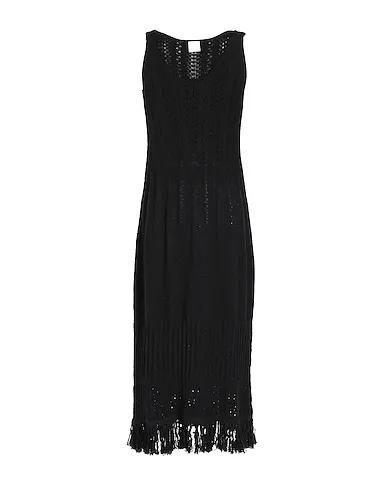 Black Knitted Midi dress ORGANIC COTTON FRINGED MAXI DRESS
