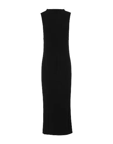 Black Knitted Midi dress RIBBED RACER FRONT DRESS
