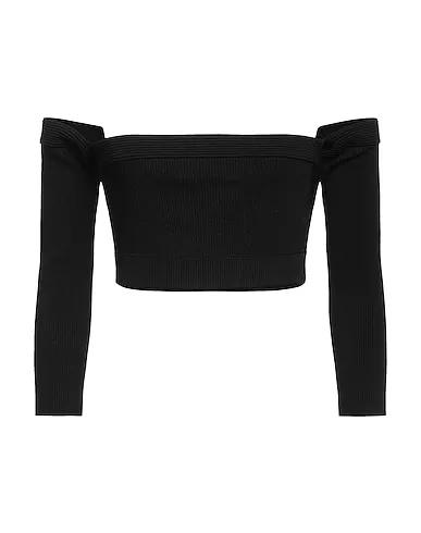 Black Knitted Off-the-shoulder top