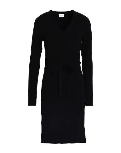 Black Knitted Short dress VIRIL WRAP L/S KNIT DRESS
