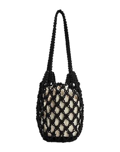 Black Knitted Shoulder bag WOVEN CROCHET BUCKET BAG
