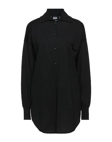 Black Knitted Solid color shirts & blouses