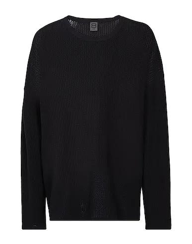 Black Knitted Sweater COTTON RELAXED FIT CREW-NECK JUMPER
